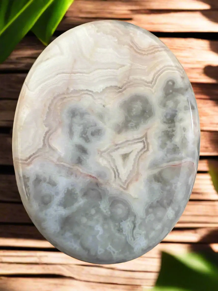 Oval pocket worry stone polished thumb stone display