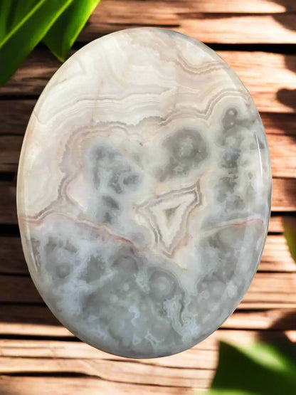 Oval pocket worry stone polished thumb stone display