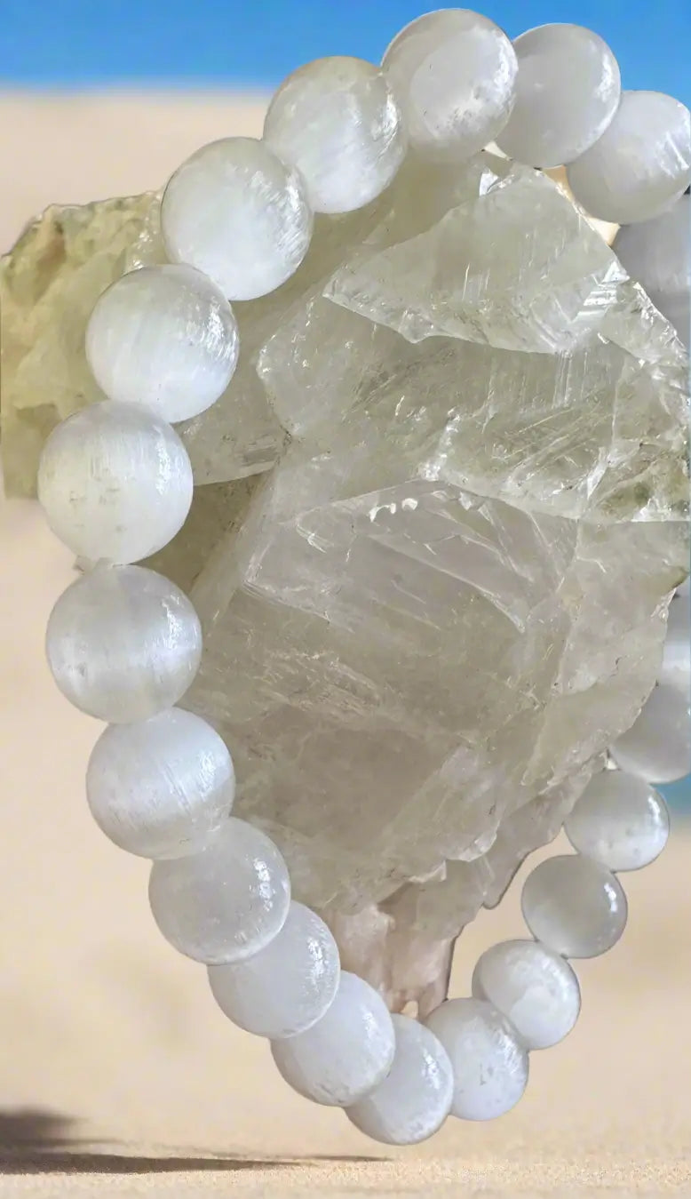 Selenite bead bracelet for energetic clarity