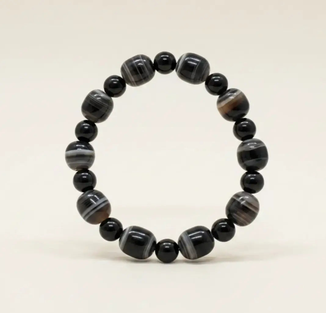 black agate crystal elastic band bracelet 