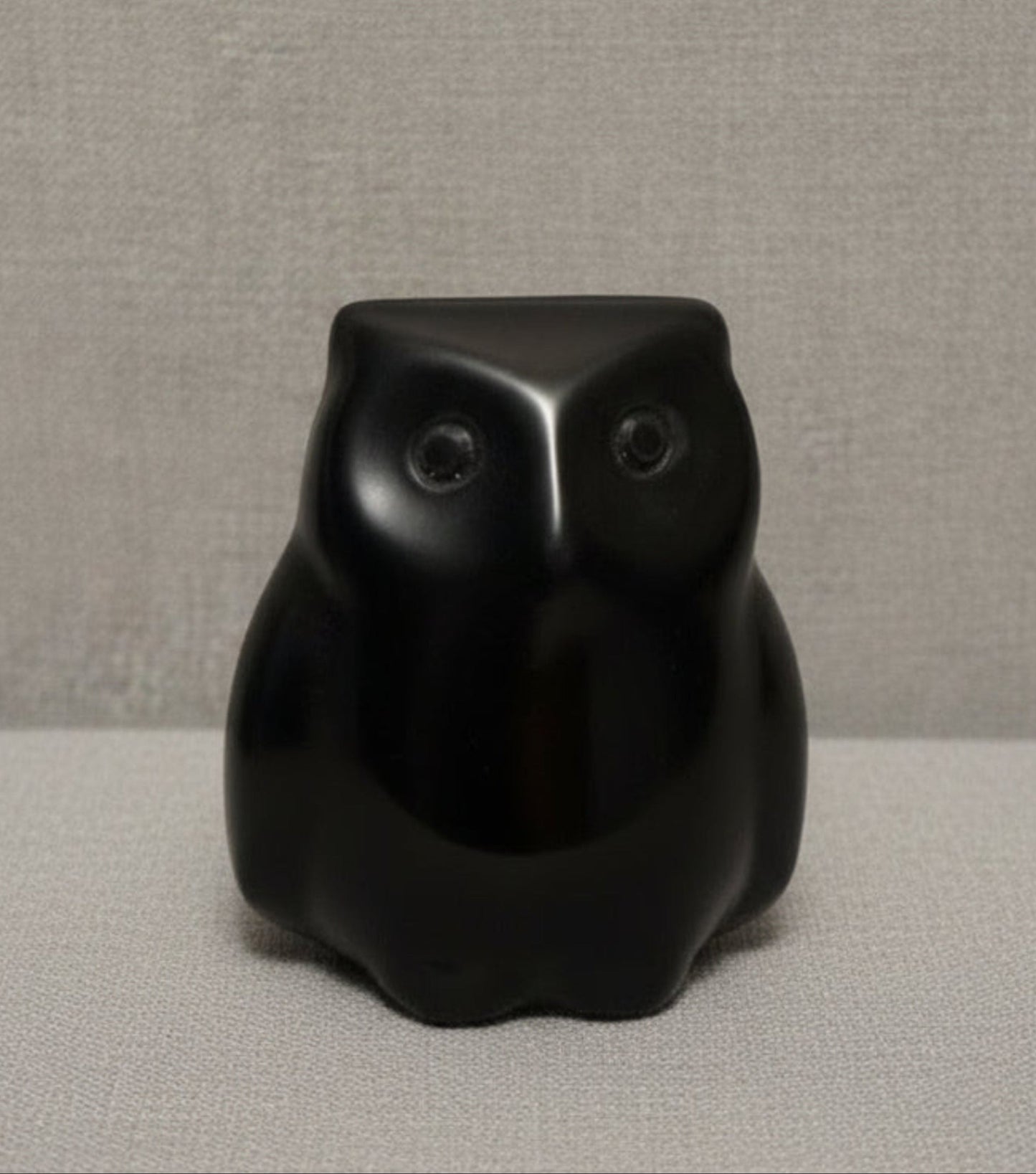 Black Obsidian carved mini owl  very smooth 