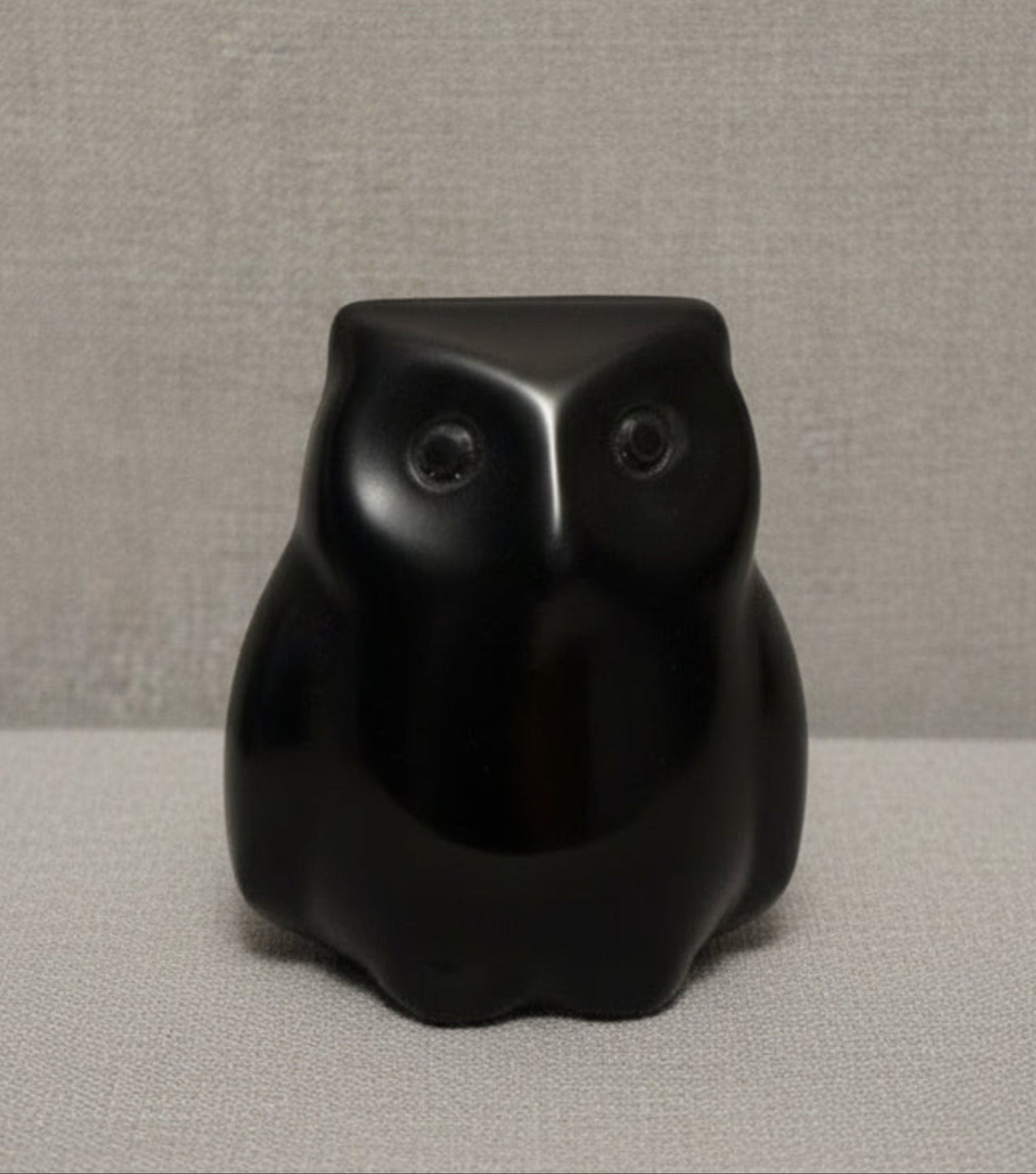 Black Obsidian carved mini owl  very smooth 