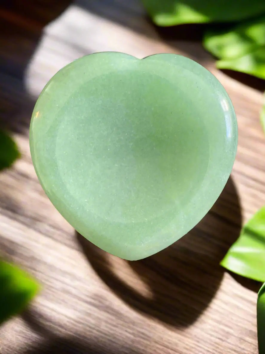 Heart shaped polished worry stone with natural crystal patterns