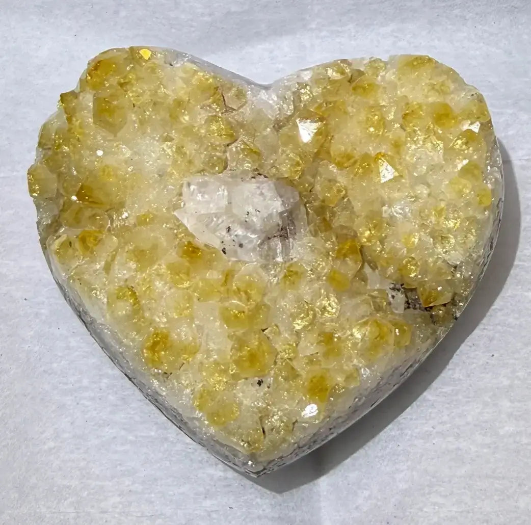 Citrine Heart Carved Geode for Prosperity and Creativity