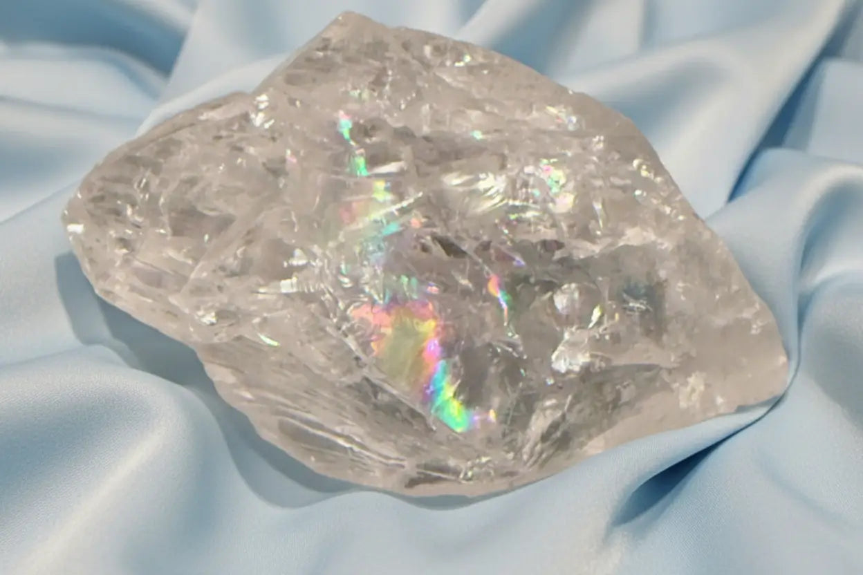 Clear Quartz Specimen showing rainbows