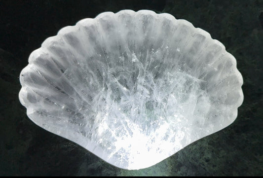 Clear Quartz Shell Bowl With Fluorite Shells and Aventurine Fish - Main Street Crystals & Minerals