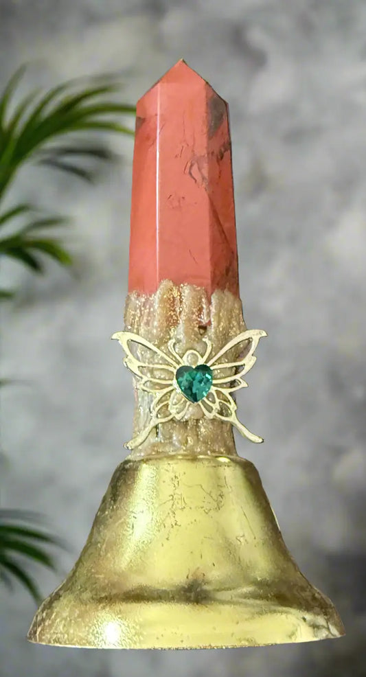 Altar Bell with butterfly and Red Jasper finial