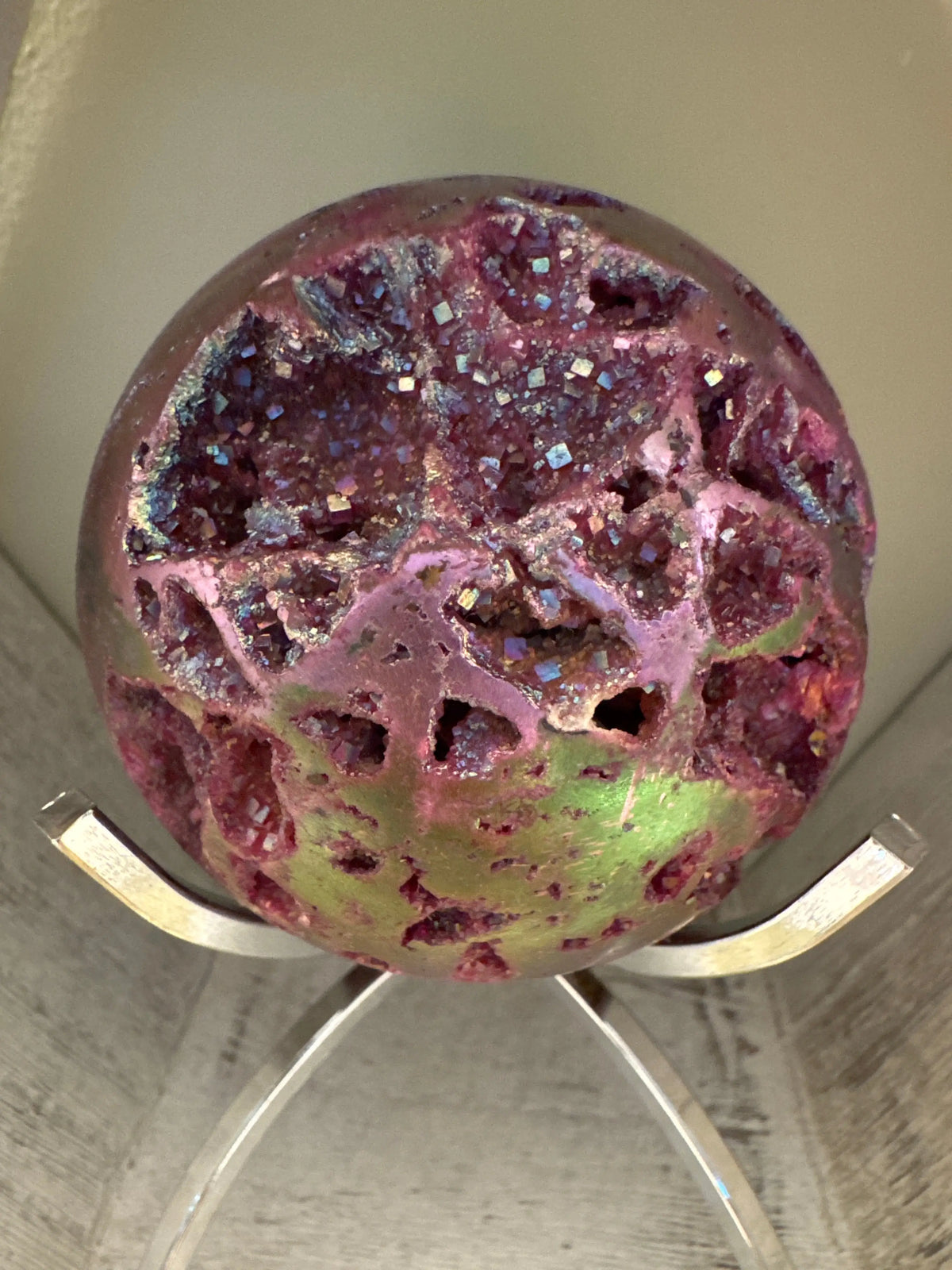 Angel Aura Sphalerite crystal sphere front view