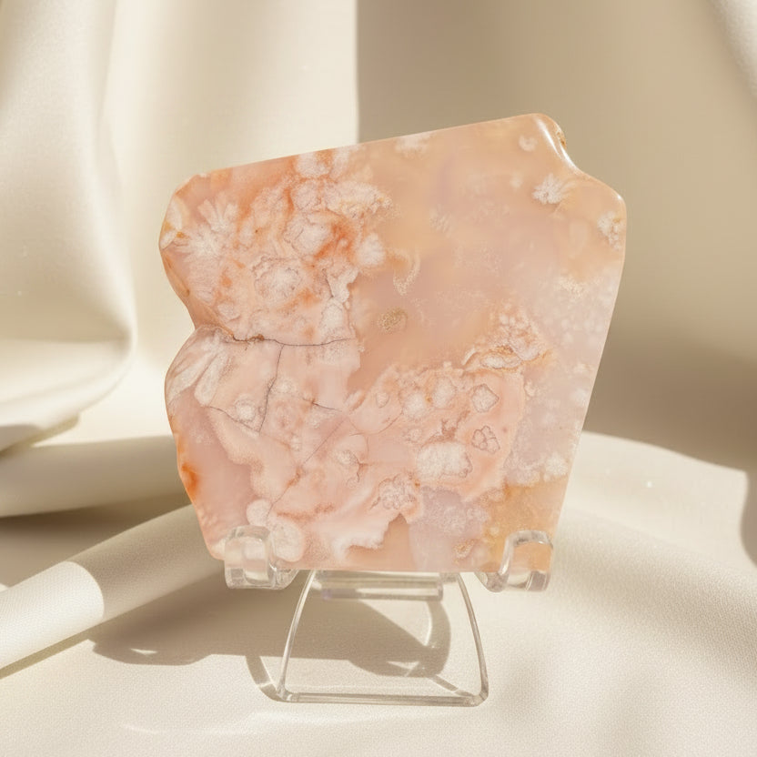 Flower Agate mini slab pinks, soft cream colors