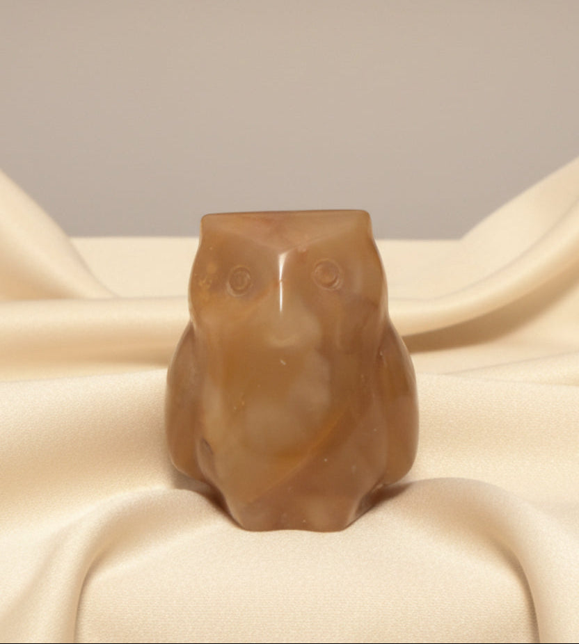 gold aventurine mini carved owl 