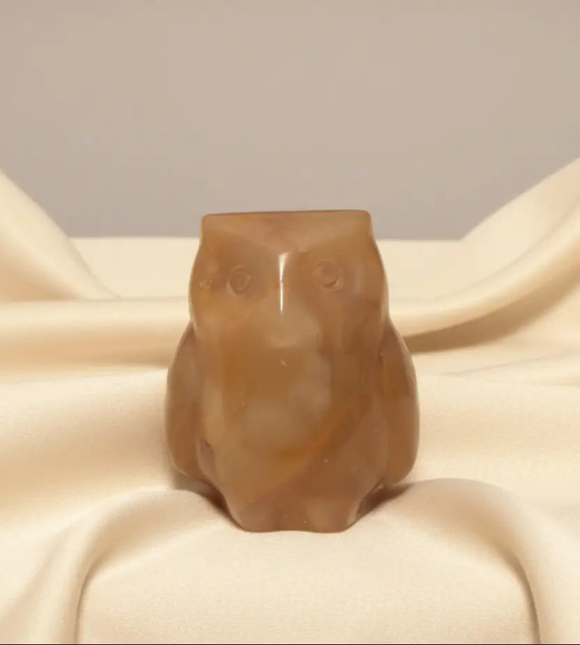gold aventurine mini carved owl 