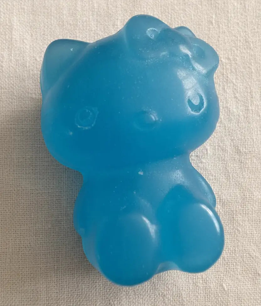 chatoyant selenite hello kitty carving in blue