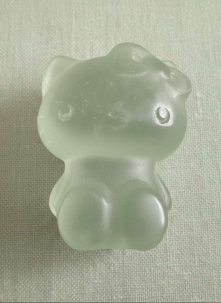 Light Green Hello Kitty Chatoyant selenite carving
