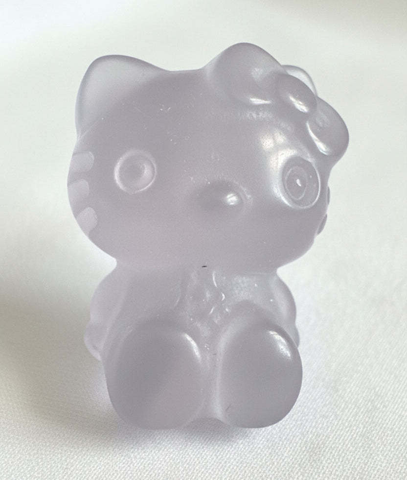 Hello Kitty White Chatoyant Selenite Carving