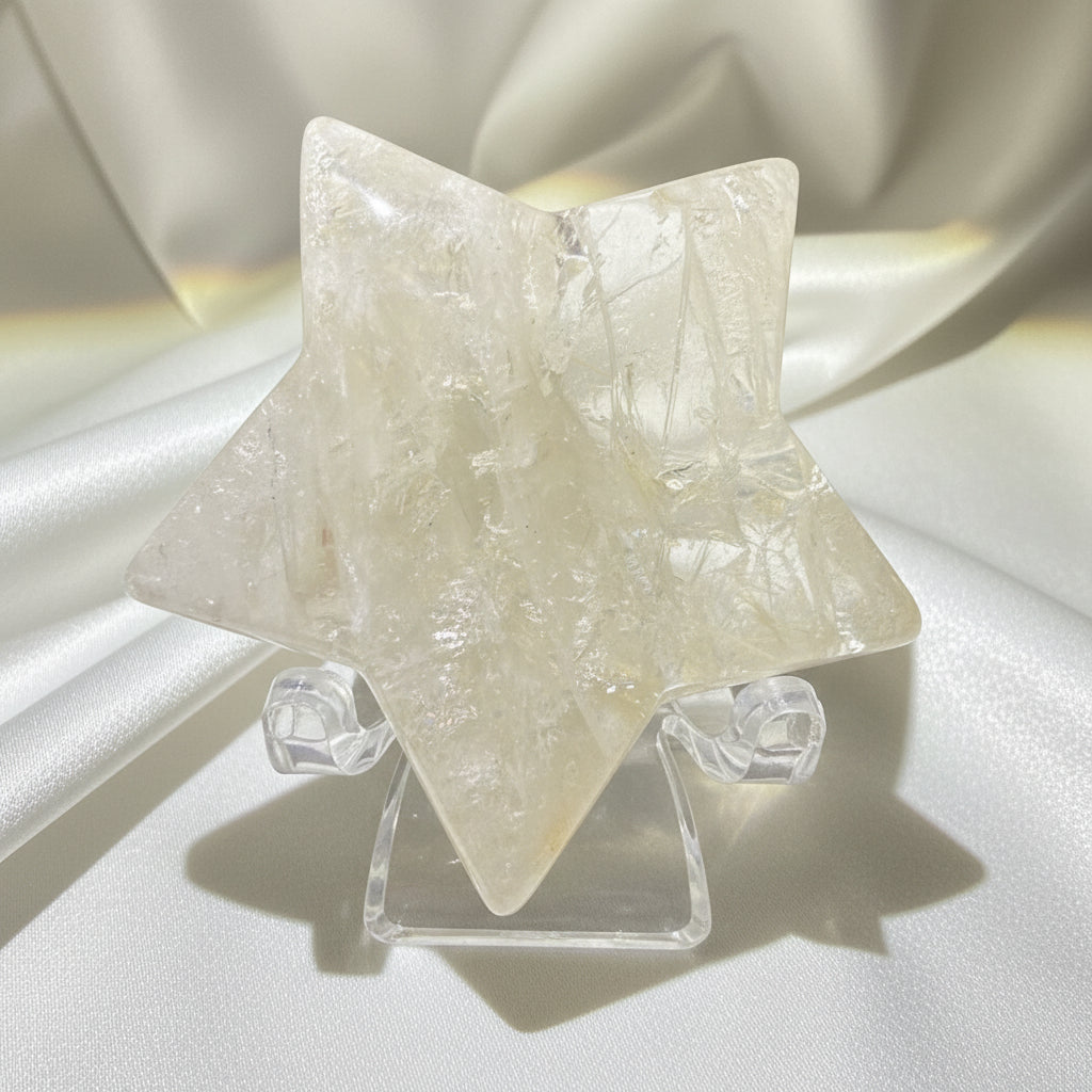 High Quality Citrine carved heart with rainbows