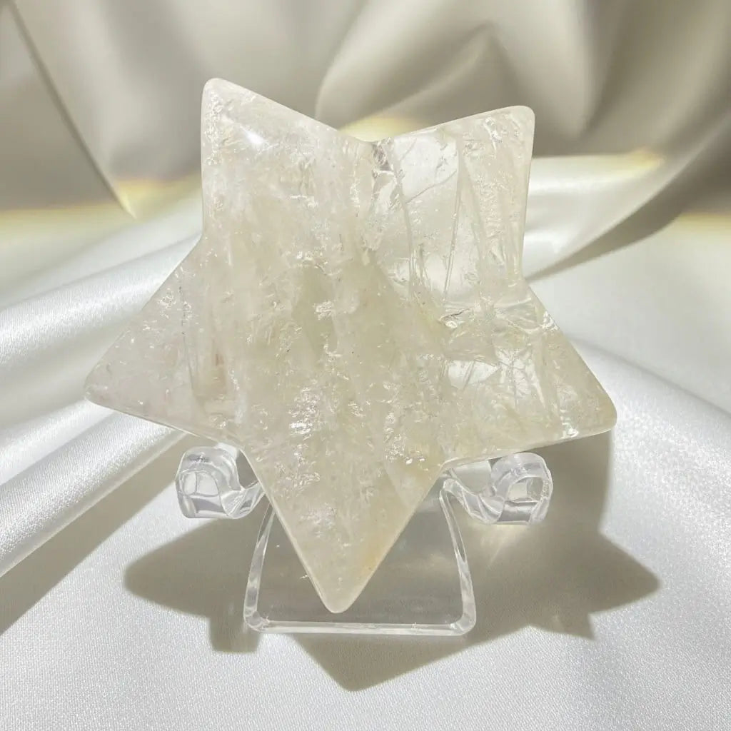 High Quality Citrine carved heart with rainbows