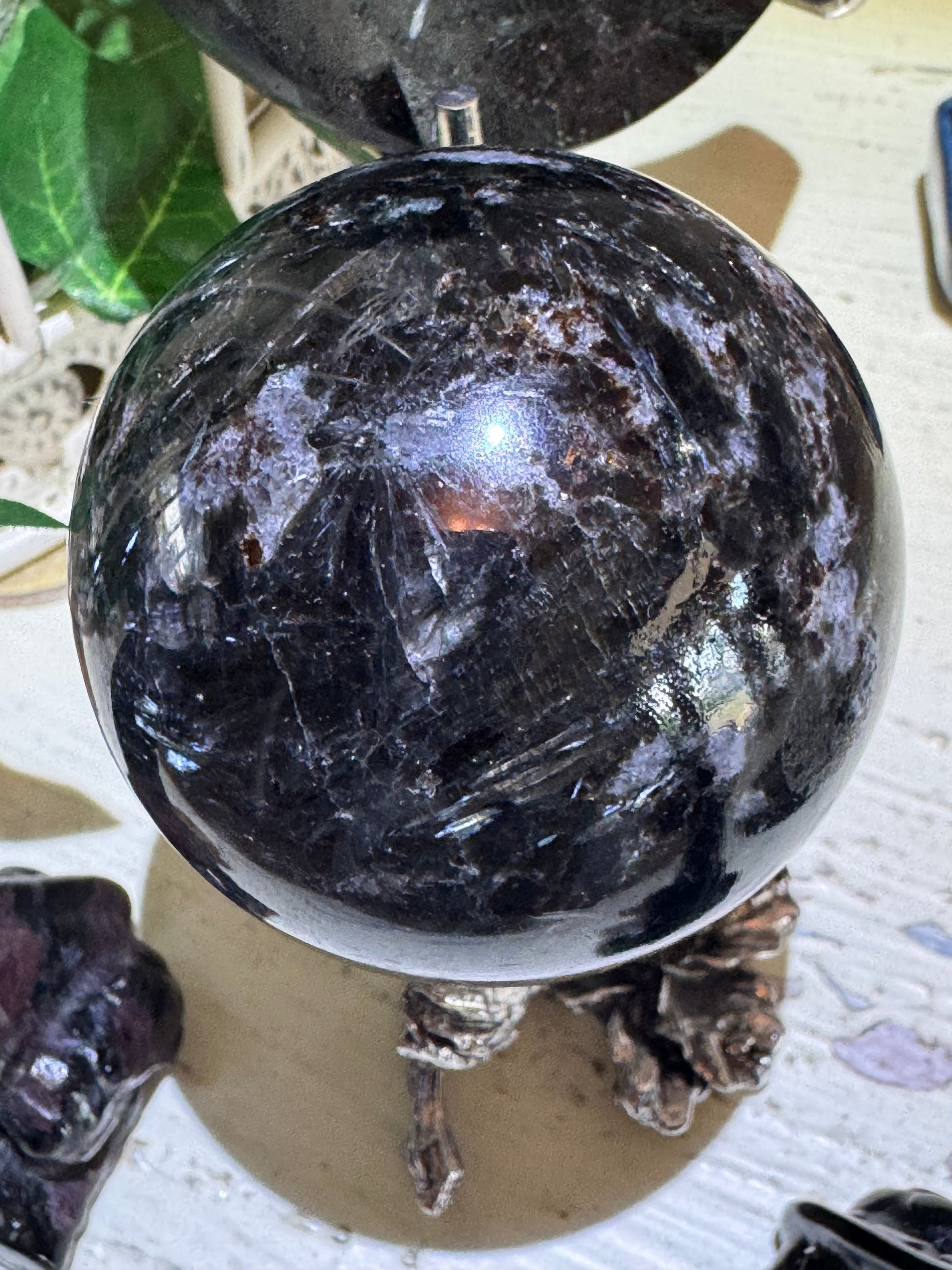 Arfvedsonite Mineral Set with Black Obsidian and Garnet Giraffes - Main Street Crystals & Minerals