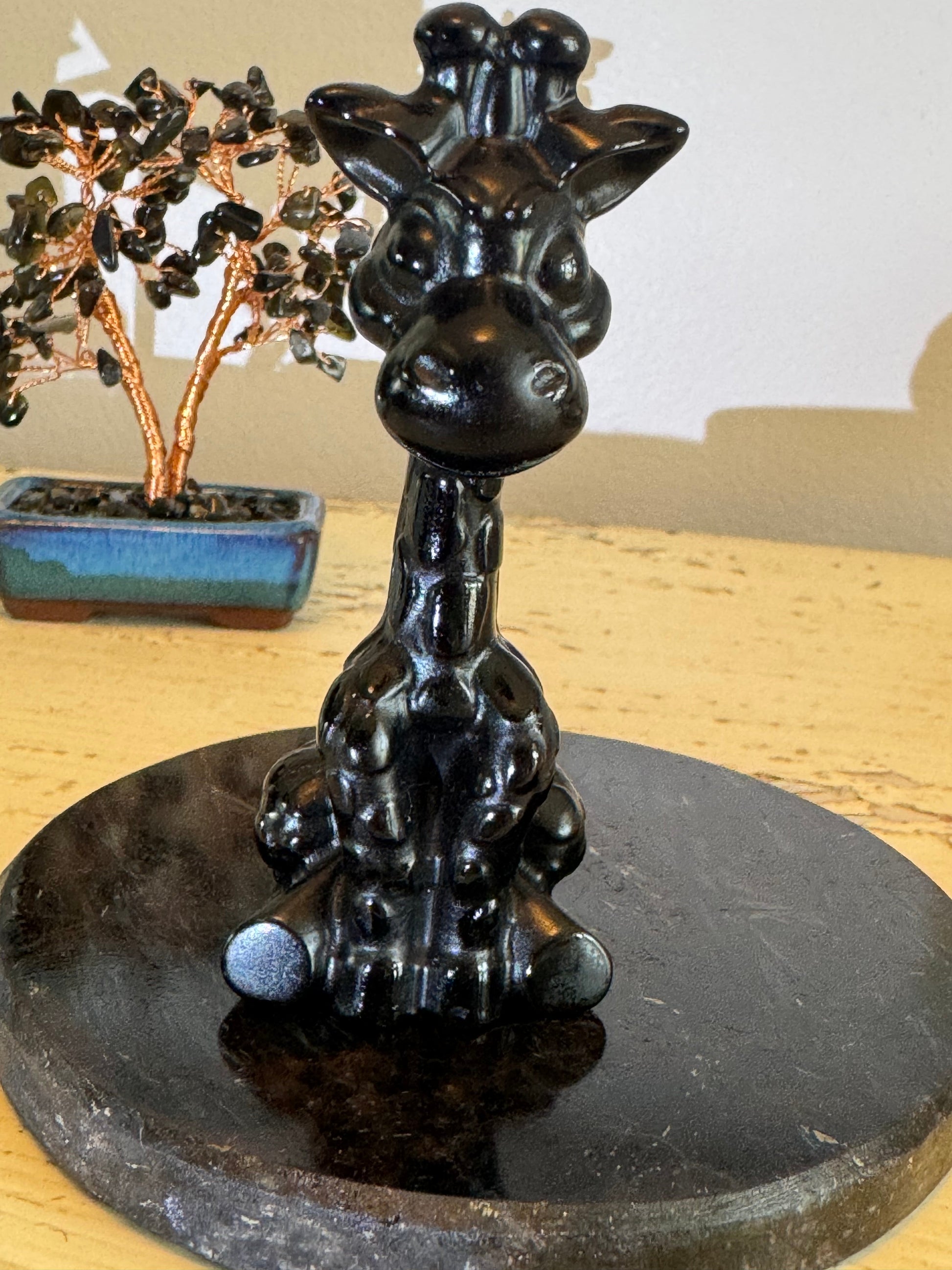 Arfvedsonite Mineral Set with Black Obsidian and Garnet Giraffes - Main Street Crystals & Minerals