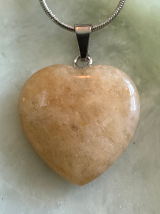 Citrine Heart Pendant with SS Chain - Main Street Crystals & Minerals