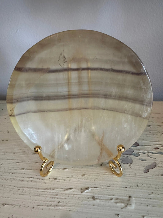 Banded Calcite apothecary bowl polished banding close-up