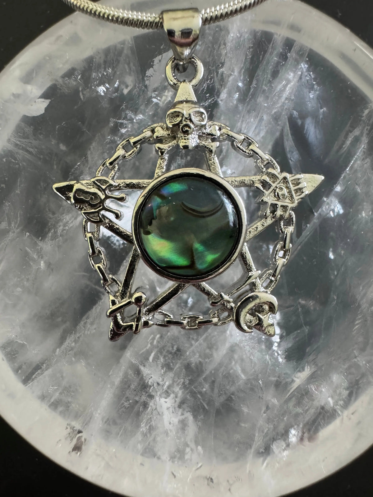 Abalone Mother-of-Pearl star pendant with stainless steel chain