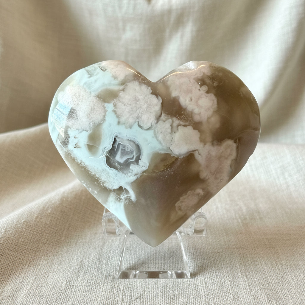 stunning flower agate green blue and brown colors earthy ocean vibes 