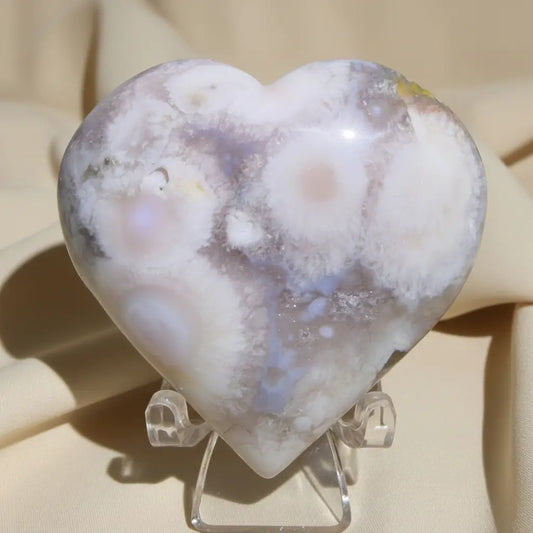heart shaped/carved flower agate 
