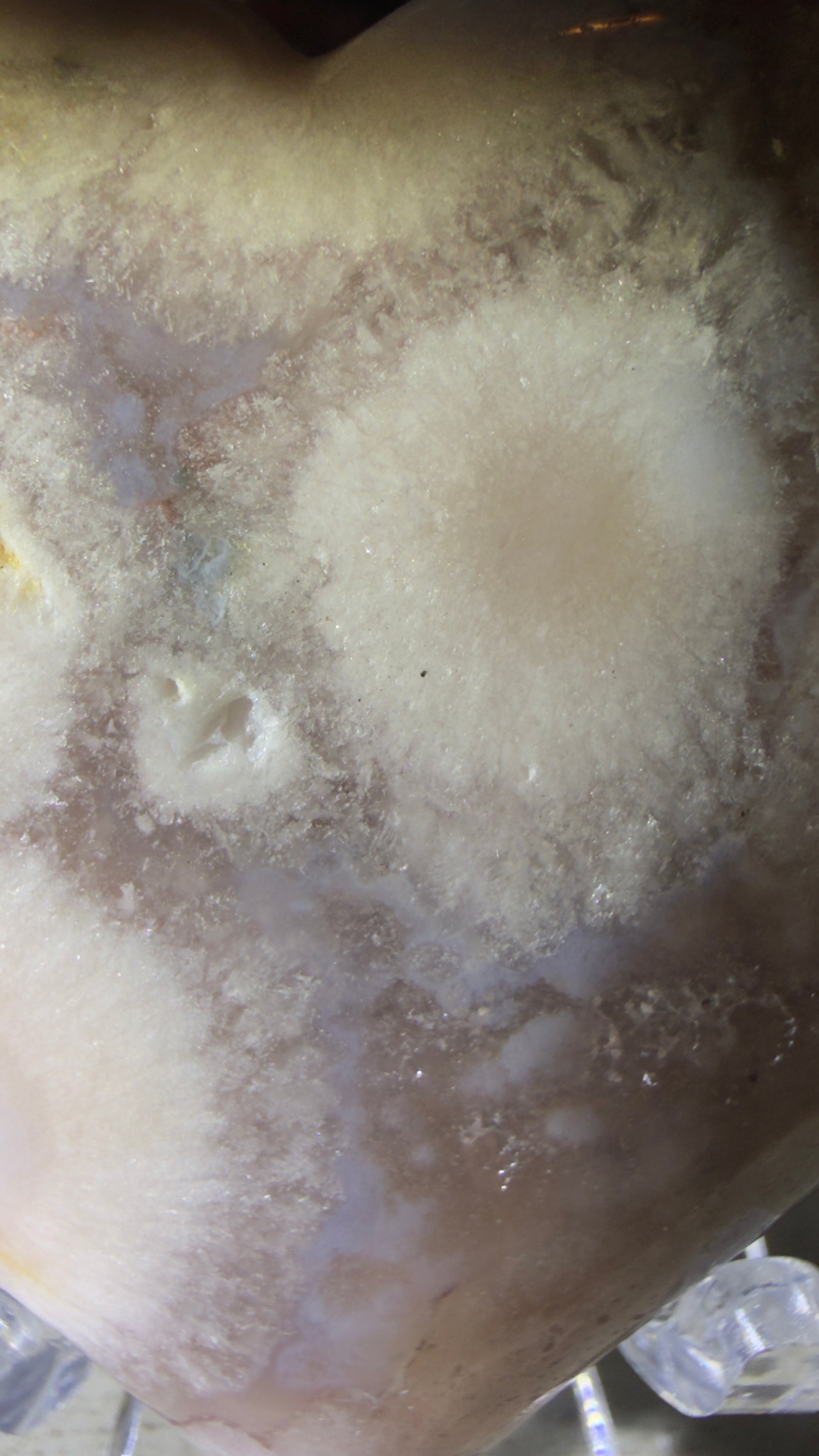 close up of flower agate dendritic inclusions