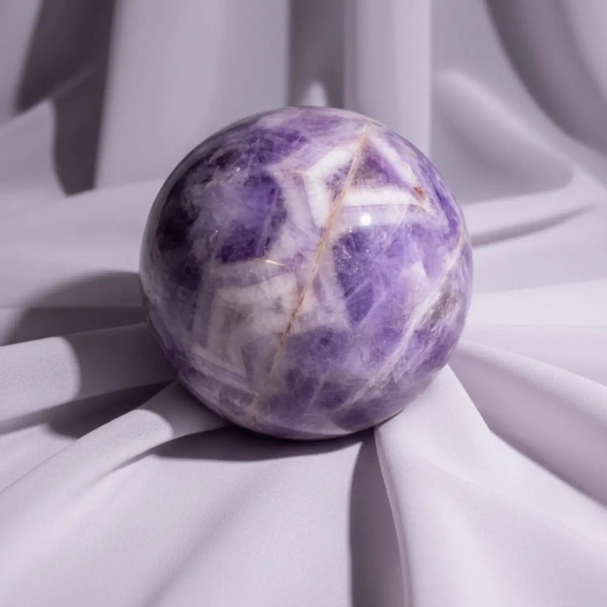 Chevron Amethyst Sphere with Hematite Iron Inclusions, Stress Relief — additional view 3
