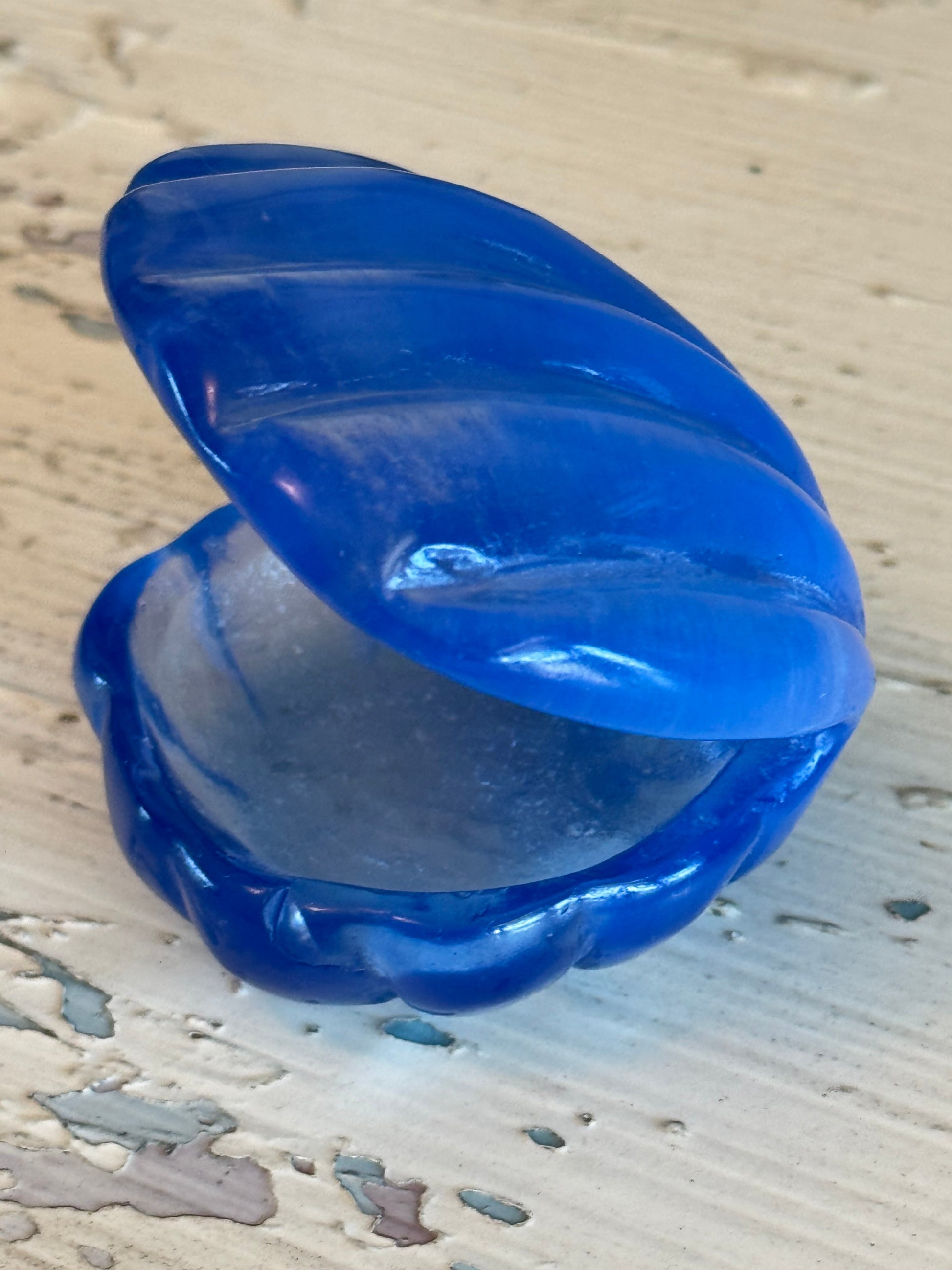 Blue Calcite Carved Clam Shell Bowl - Main Street Crystals & Minerals