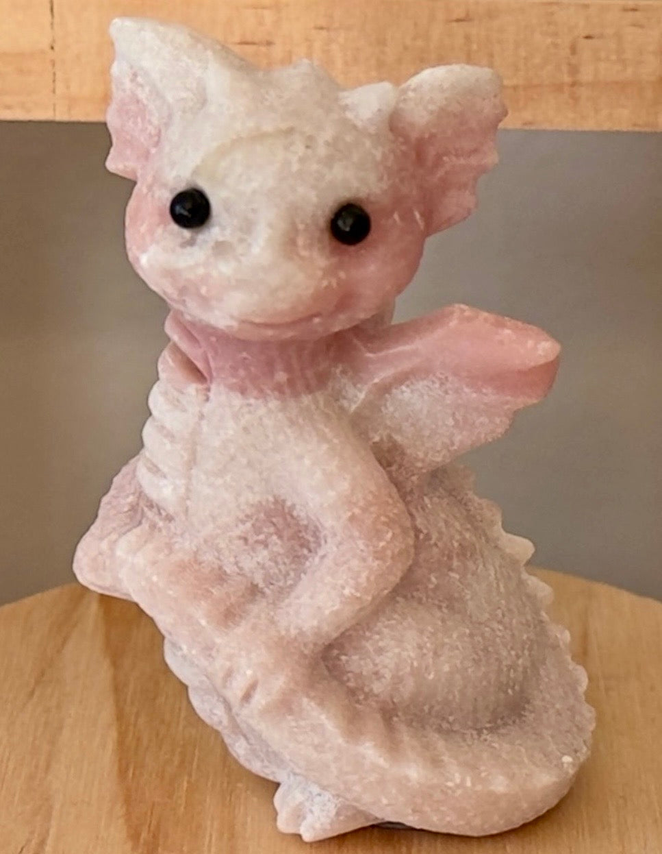 Pink Opal Baby Dragon Hand Carved Crystal Figurine