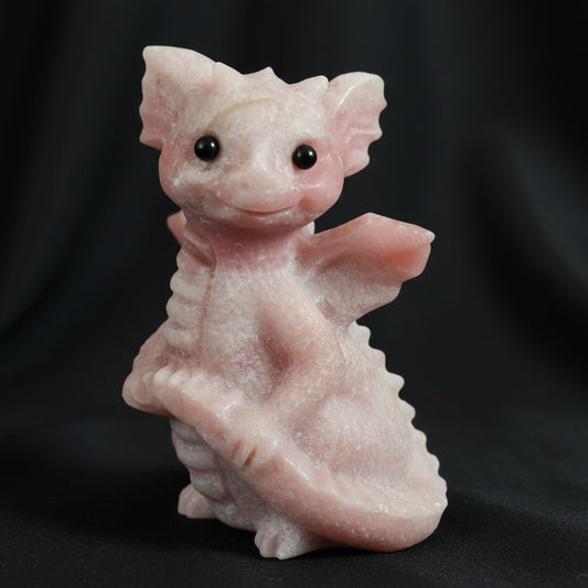 Pink Opal Baby Dragon Hand Carved Crystal Figurine