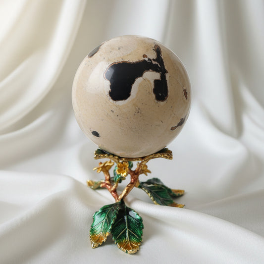 Dendritic Agate Sphere with Fern Like Inclusions 2.44in Diameter