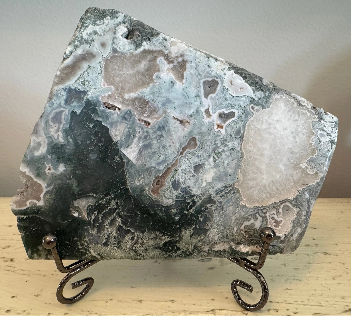 Natural Moss Agate Chalcedony slab front view