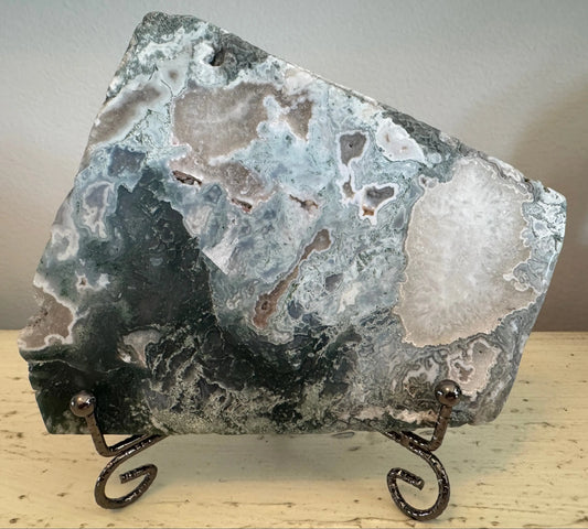 Natural Moss Agate Chalcedony slab front view