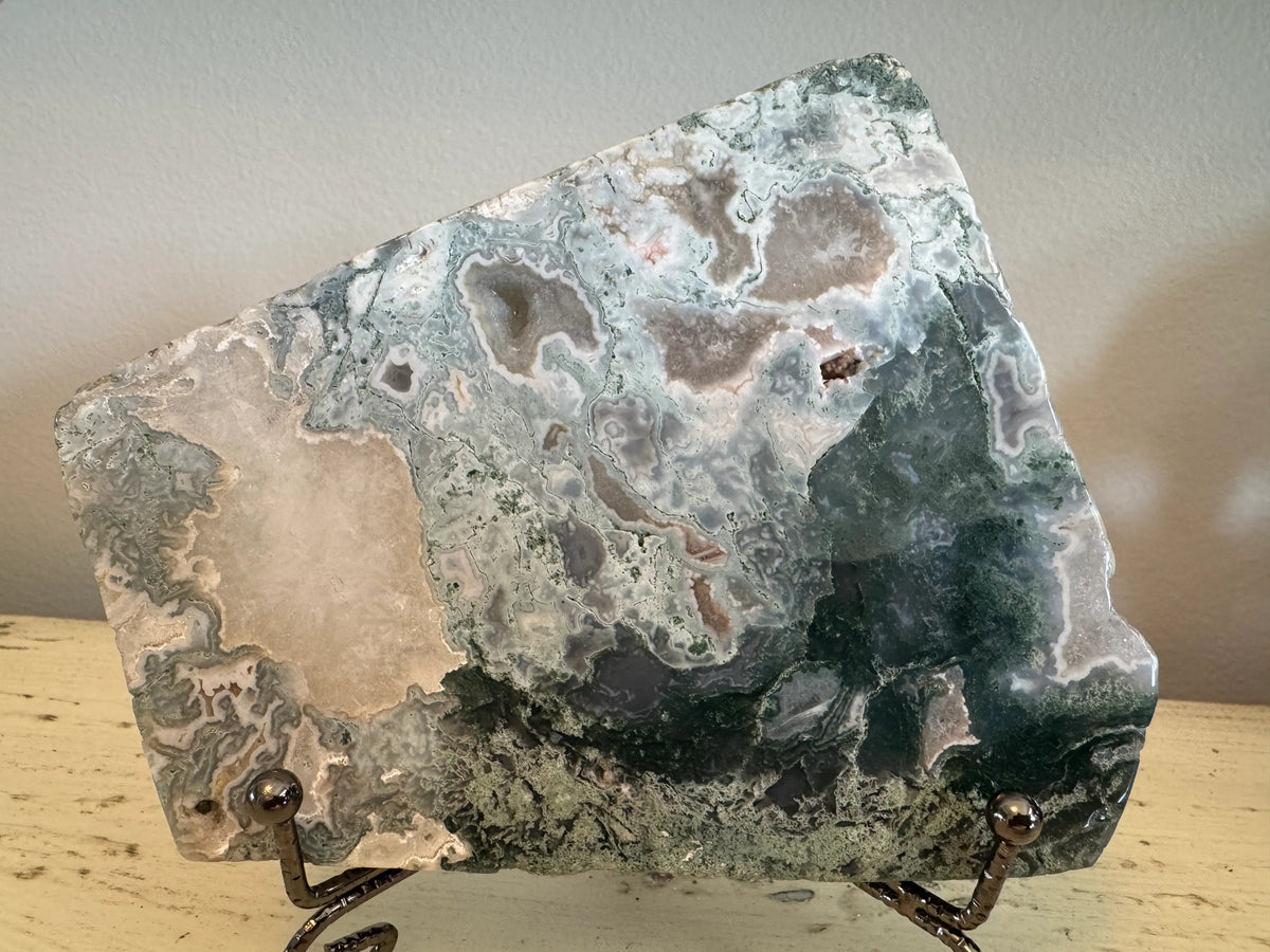 Natural Moss Agate slab side view