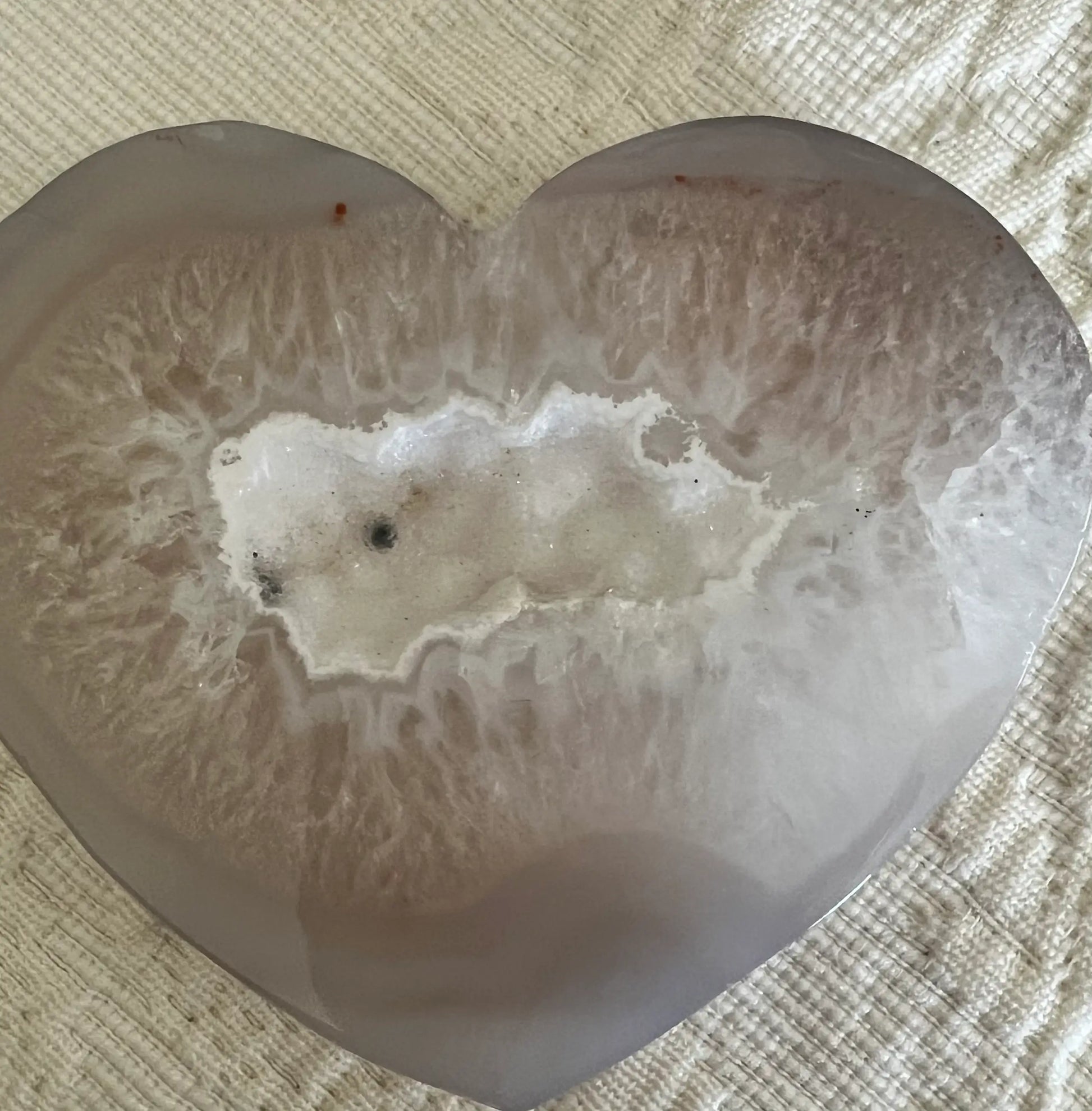 Agate Druzy Heart Slab B with sparkling crystal center