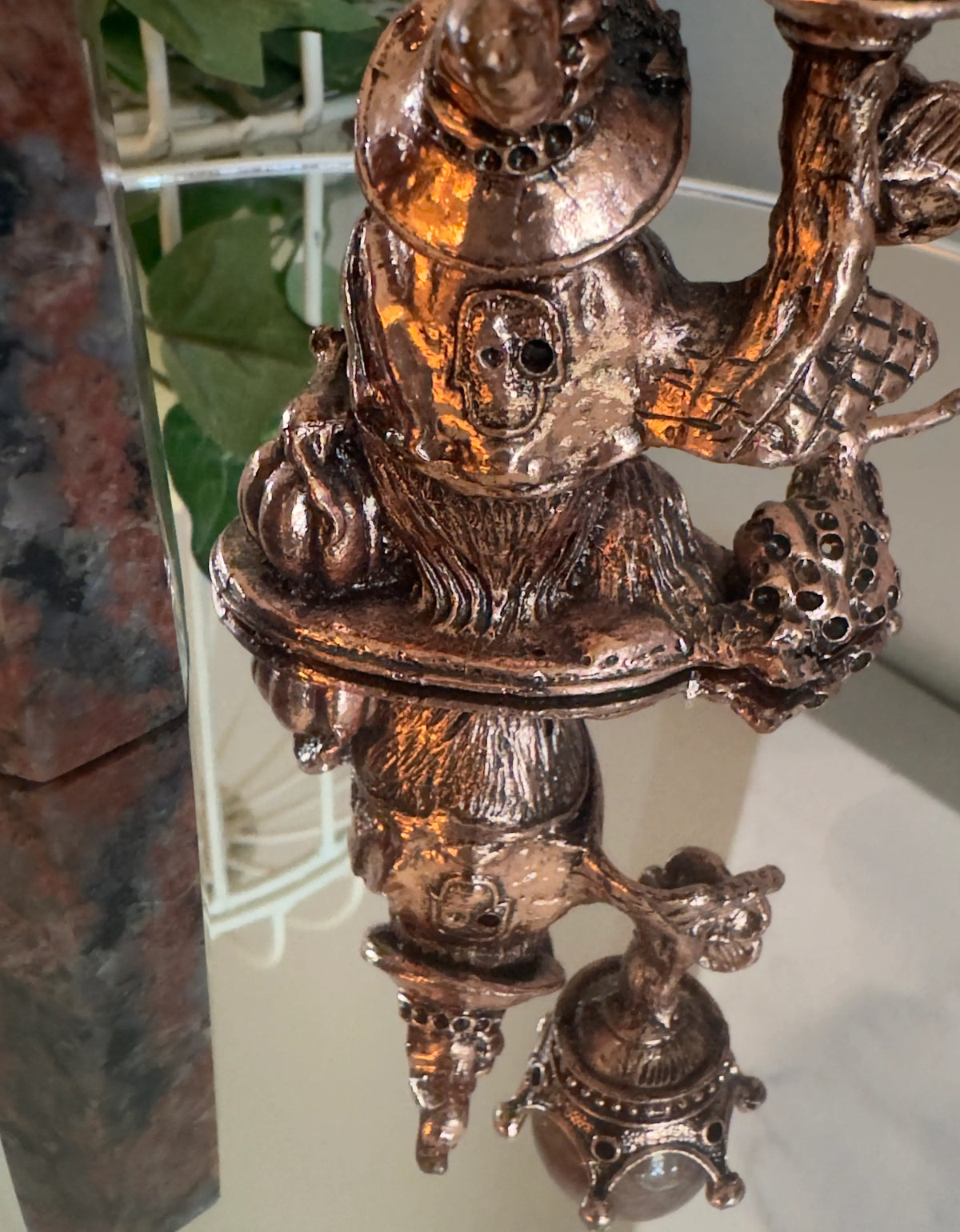 Owl Crown sphere stand with Garden Quartz and Llanite tower