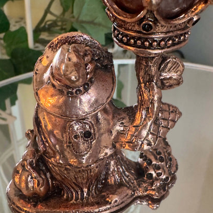 Owl Crown Garden Quartz sphere and bronze stand side view