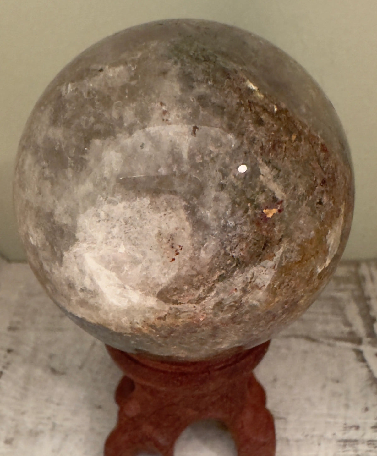 Ghost Quartz Phantom Quartz sphere close-up display