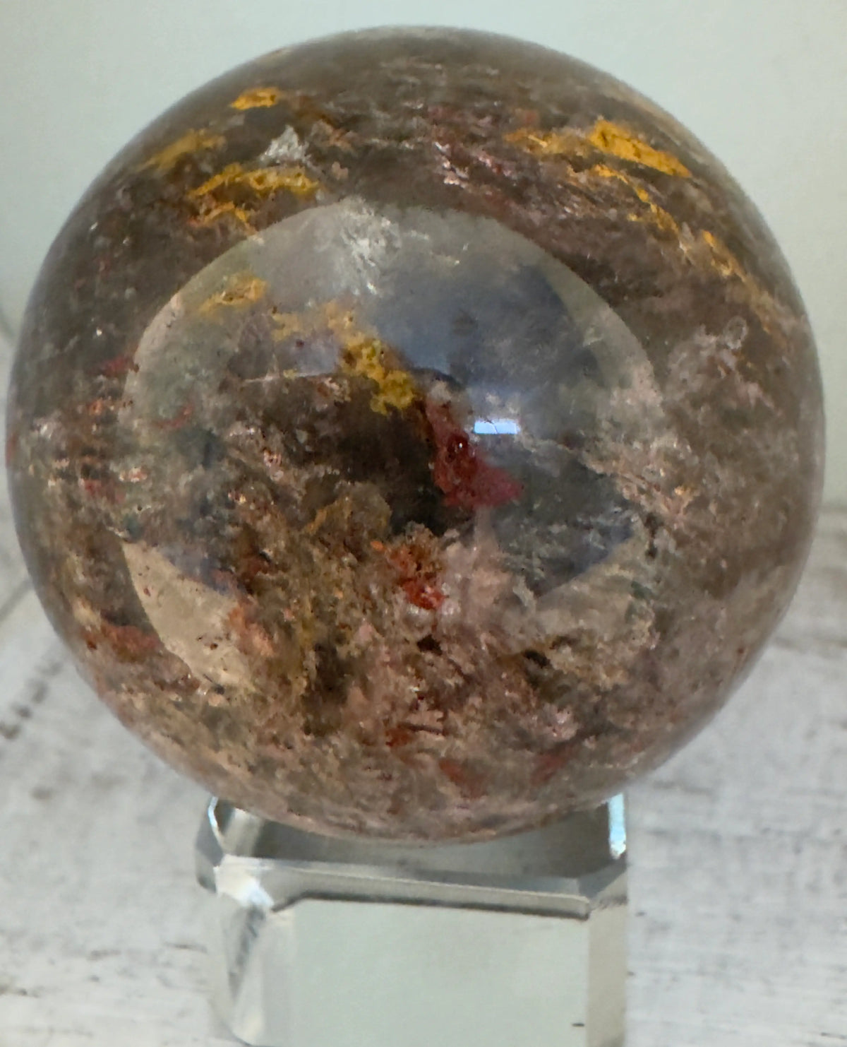 Ghost Quartz Phantom crystal sphere with internal inclusions