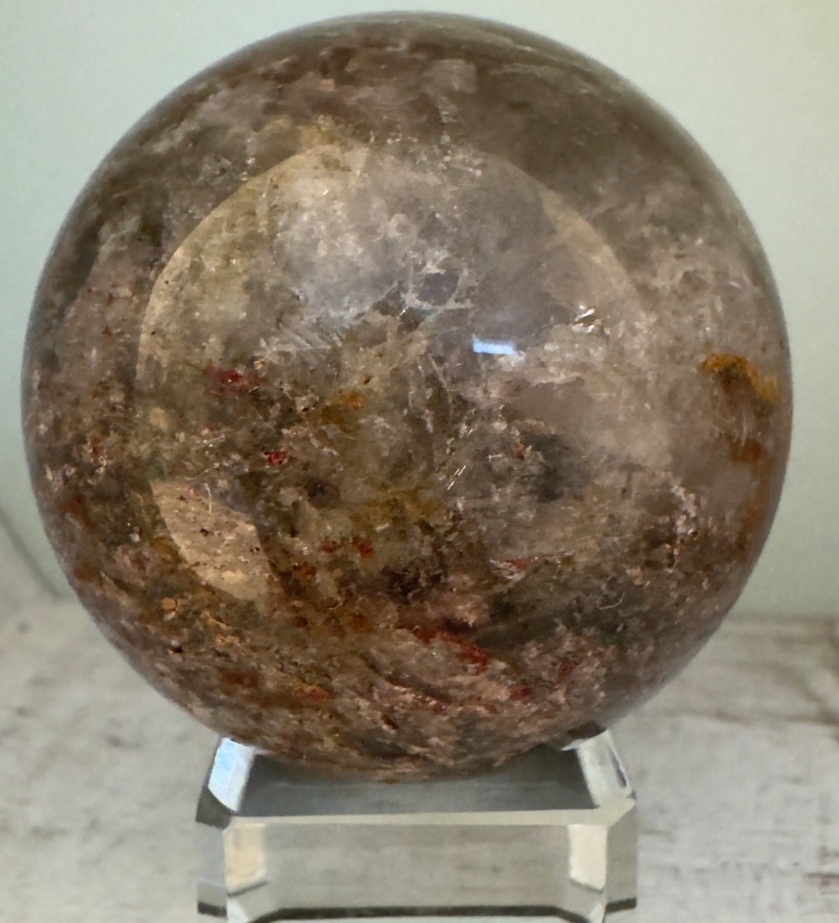 Ghost Quartz Phantom crystal sphere close-up