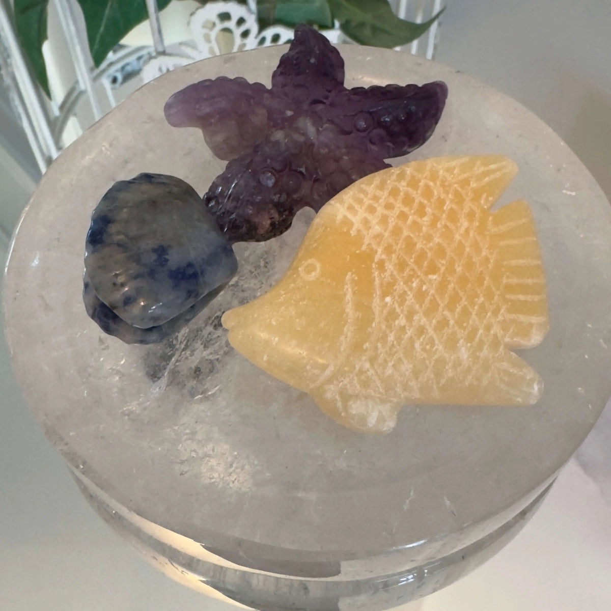 Clear Quartz Starfish bowl with polished crystal shape