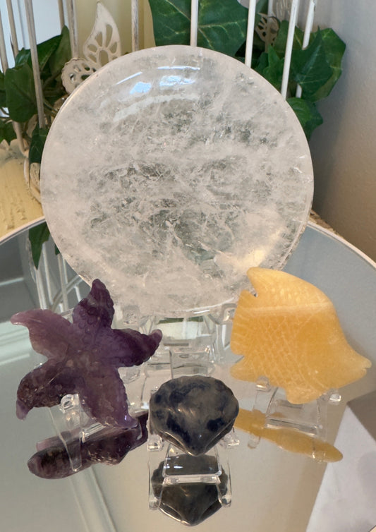 Clear Quartz Bowl with Starfish - Main Street Crystals & Minerals