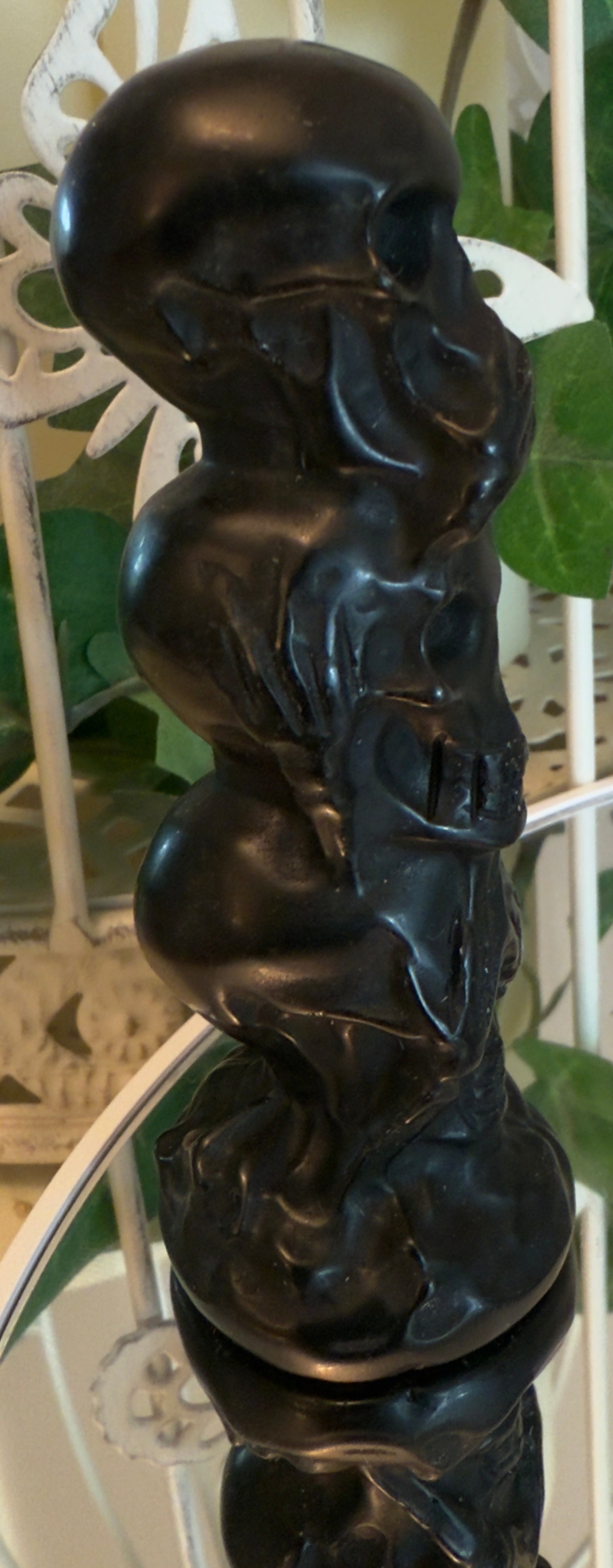 Black Obsidian Skull Totem Carving Speak No Evil, Hear No Evil, See No Evil - Main Street Crystals & Minerals