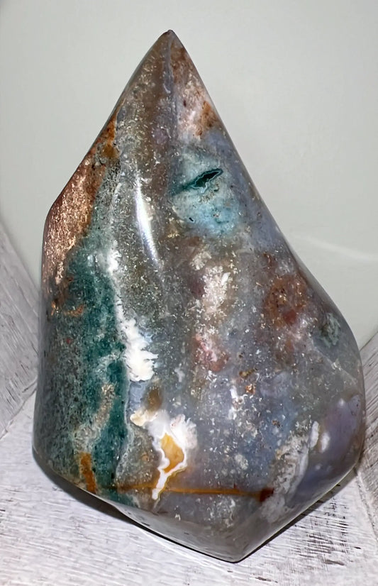Polished ocean jasper crystal.