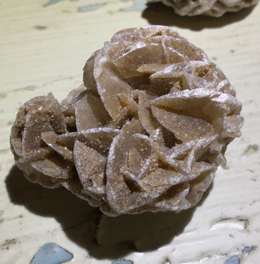Selenite Desert Rose crystal formation on weathered surface