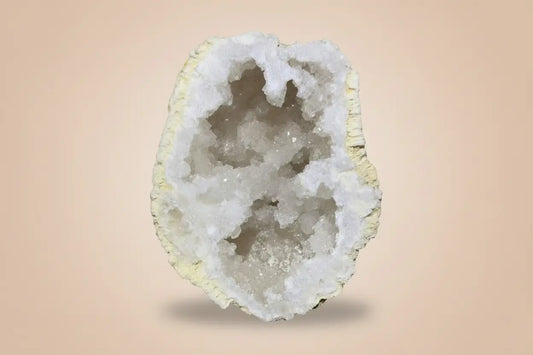 Clear Quartz geode crystal with sparkling interior