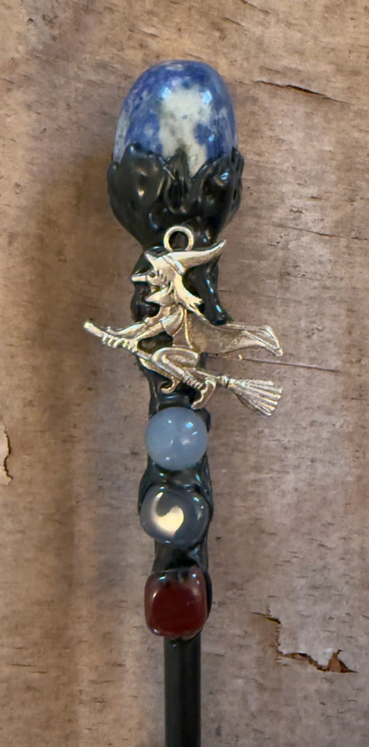 Lapis Lazuli ritual scepter finial close-up