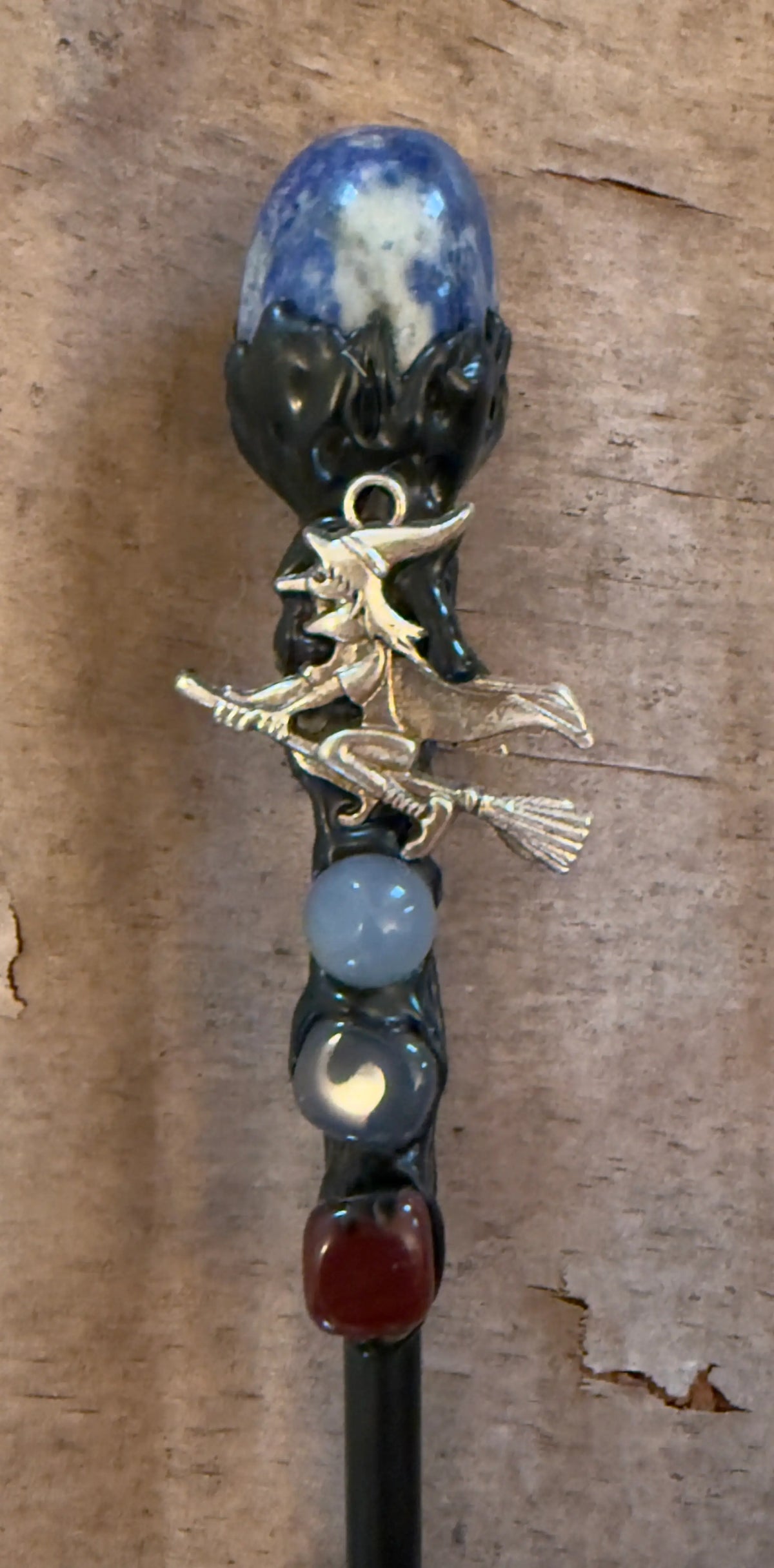 Lapis Lazuli ritual scepter finial close-up